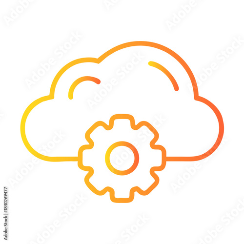 a flat gradient outline icon of a cloud optimization for web and graphic design