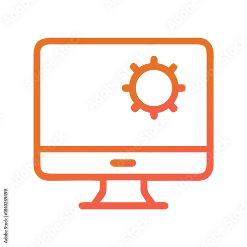 a flat gradient outline icon of a desktop settings for web and graphic design