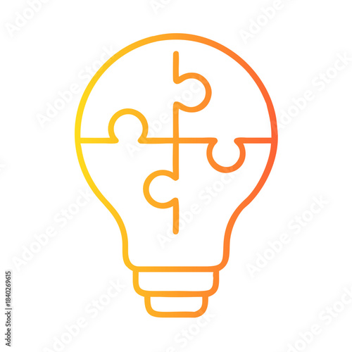 a flat gradient outline icon of a lightbulb puzzle for web and graphic design