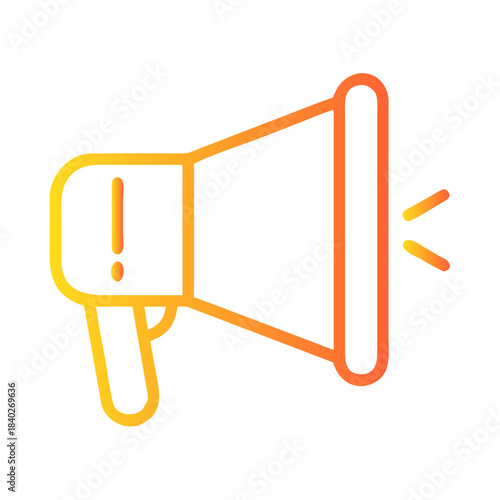 a flat gradient outline icon of a megaphone alert for web and graphic design