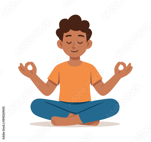 Meditation pose, flat vector illustration, mindfulness, relaxation, calmness