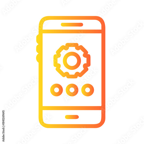 a flat gradient outline icon of a mobile settings for web and graphic design