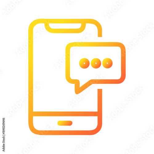 a flat gradient outline icon of a mobile chat bubble for web and graphic design