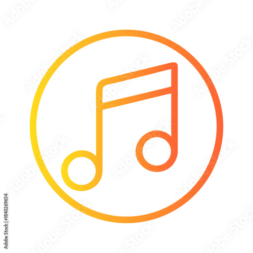 a flat gradient outline icon of a music note for web and graphic design