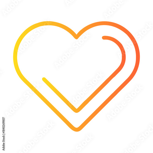 a flat gradient outline icon of a unified heart sy for web and graphic design