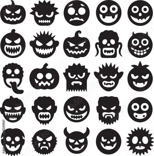 Halloween Pumpkin Faces Silhouettes Collection