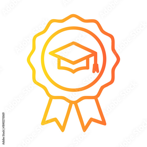 a flat gradient outline icon of an educational award for web and graphic design