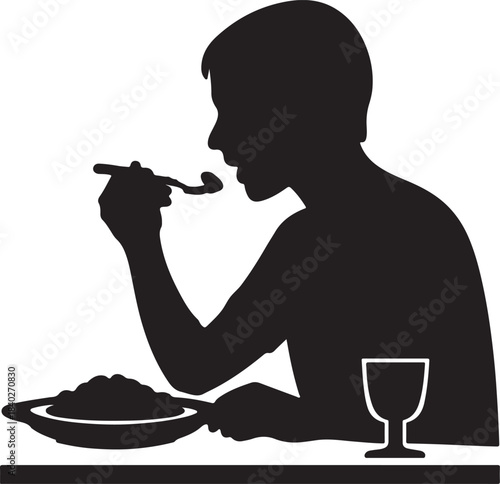  a person having dinner silhouette vector