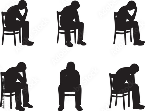 set of 6 different pose a sed parson silhouette vector