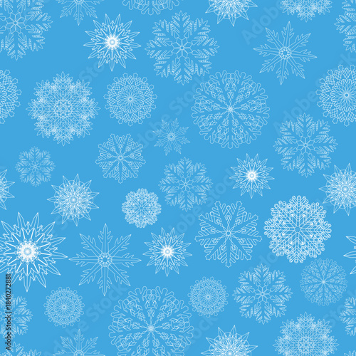 Snowflake crystal in blue background pattern texture pack