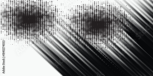 White brush strokes on a navy blue background illustration with a halftone effect Abstract grunge design element for a banner