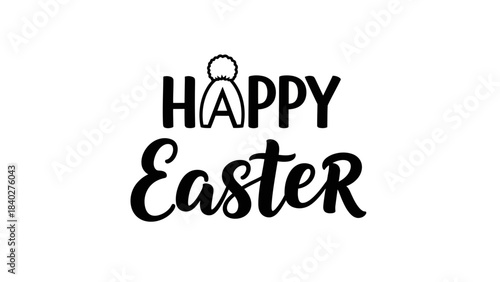 Happy easter text with a cute bunny ear detail on the letter a in happy