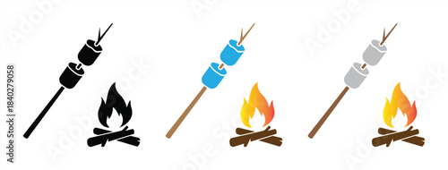 Marshmallow Campfire Icon Set