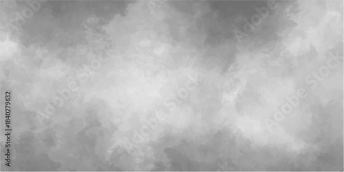 Abstract dark storm clouds and grey smoke mist swirl over an old black and white grunge paper texture with a moody weather sky background