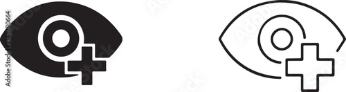 Ophthalmology medical illustration with eye anatomy and instruments