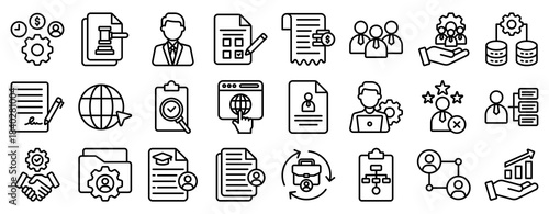 Human Analysis Icon Set Collection Outline Style. Vector illustration.