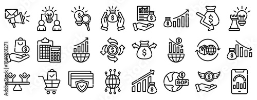 Market Leaders Icon Set Collection Outline Style. Vector illustration.