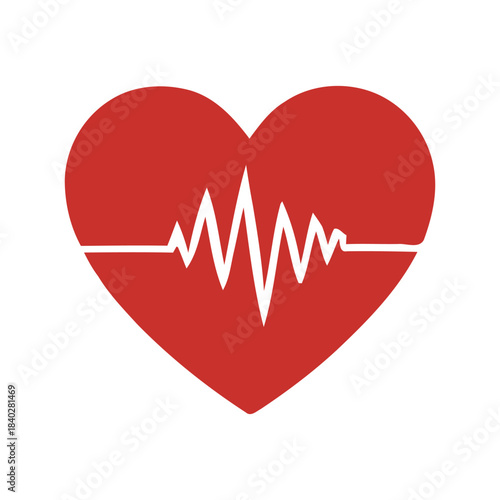 Red Heart with a Heartbeat Line - A Symbol of Life and Health