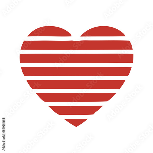 Red Heart with Horizontal Stripes - A Symbol of Love and Passion, Simple and Bold