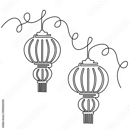 continuous line of four lanterns