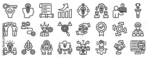 Career Path Icon Set Collection Outline Style. Vector illustration.