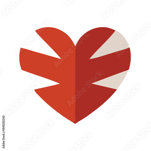 Red and white stylized heart shape formed by geometric patterns, symbolizing love, passion, and unity
