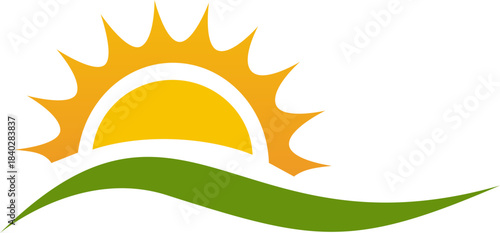 sunny leaf landscape nature vector logo