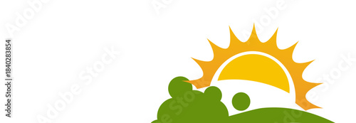 sunny holiday logo vector on vector illustration of an abstract green leaf