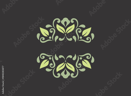  swirl ornament leaf vector logo on floral design element