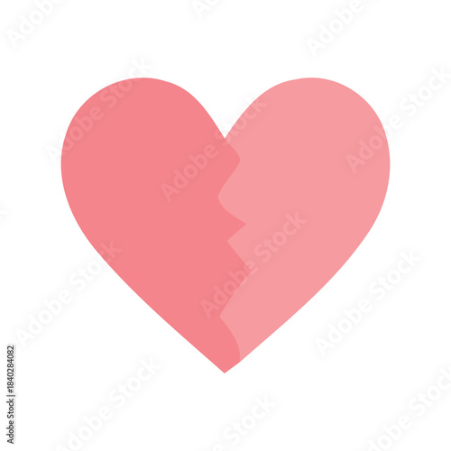 A stylized pink heart graphic, broken in two, symbolizing heartbreak, sadness, and lost love. This illustration depicts emotional distress and emotional turmoil