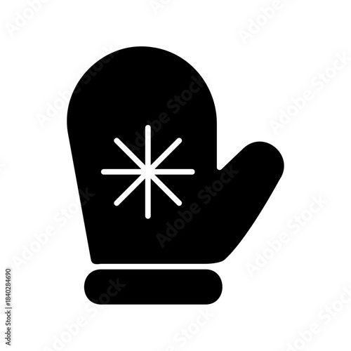 Mitten holding snowflake