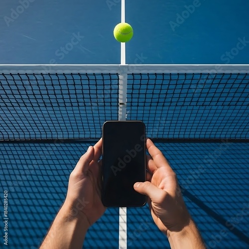 Capturing a Tennis Moment - Smartphone Focus on the Ball Over the Net.