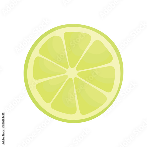 Sliced ​​lime on a white background. Citrus fruit. Ingredients for making drinks.