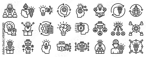 Innovation Management Icon Set Collection Outline Style. Vector illustration.