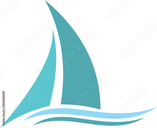 sailing boat emblem secure logo on yacht on a white background