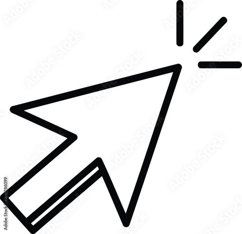 Black computer cursor arrow clicking with radiating lines