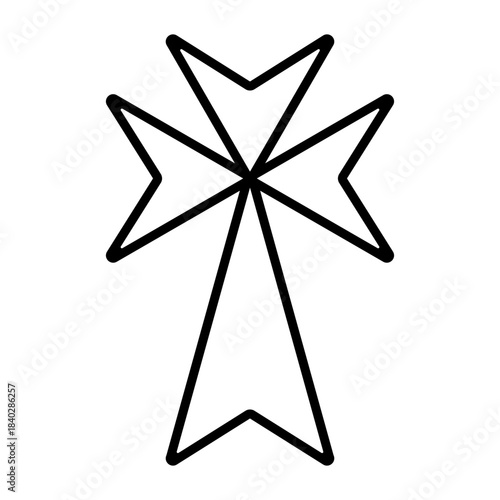 Latin Cross Icon Symbol Thin Outline Double