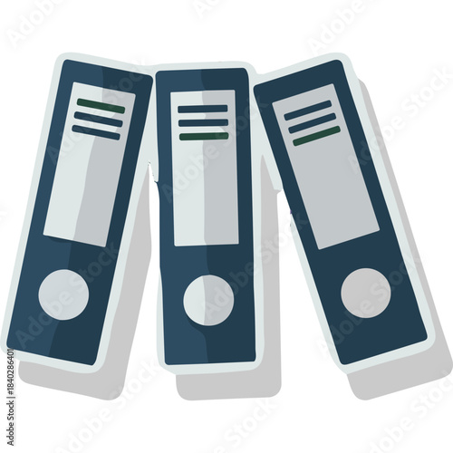 Three Blue Ring Binders Standing Together On White Background Representing Organization And Record Keeping Concepts With Flat Design Style Isolated Graphic