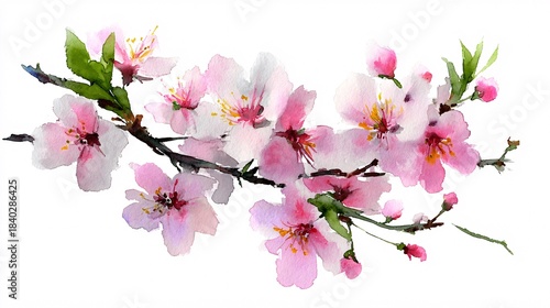 Wallpaper Mural Close-up of delicate pink cherry blossom flowers on branch isolated Torontodigital.ca