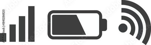 Signal strength battery and wifi icons signal strength bars 1
