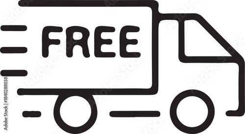 Delivery truck and van line icon. Free delivery 24 hours. Logistic trucking sign. Vector illustration.  Express delivery trucks icon. Cargo vehicle and transportation symbols for logistics.