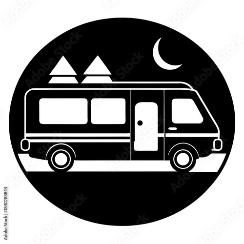 Camper Van Silhouette Vector