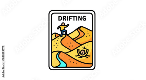 Illustration Representing Drifting Through Sand Dunes With A Symbolic Graphic Design