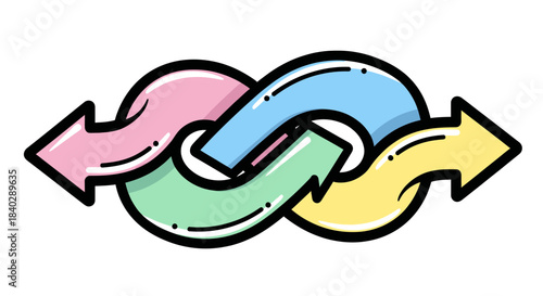 Intertwined Directional Arrows Symbolizing Connection, Movement and Continuity