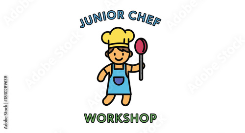 Inviting Junior Chef Workshop: A Fun Cartoon Illustration for Culinary Creativity