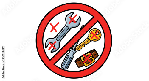 Illustration Depicting Prohibited Items Symbolizing Restriction and Exclusion