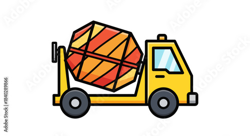 Illustration Of A Cartoon Concrete Mixer Truck On A Clean White Background