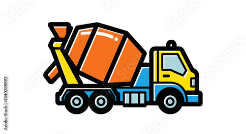 Illustration Of A Concrete Mixer Truck Cartoon Style Isolated On White Background