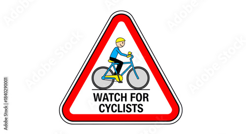 Illustration Of A Cycling Road Sign Indicating Cyclist Presence And Warning