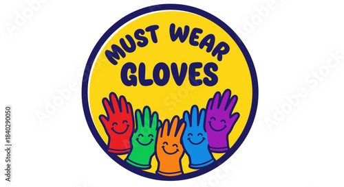 Joyful Illustration Promoting Safety Guidelines Emphasizing The Importance Of Gloves For Protection